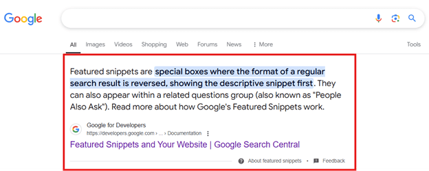 Google Featured Snippet Example - Law Firm SEO Glossary